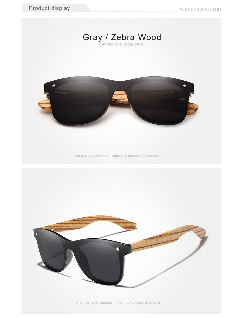 KINGSEVEN Polarized Square Wooden Frame Sunglasses-BOLD InStyle