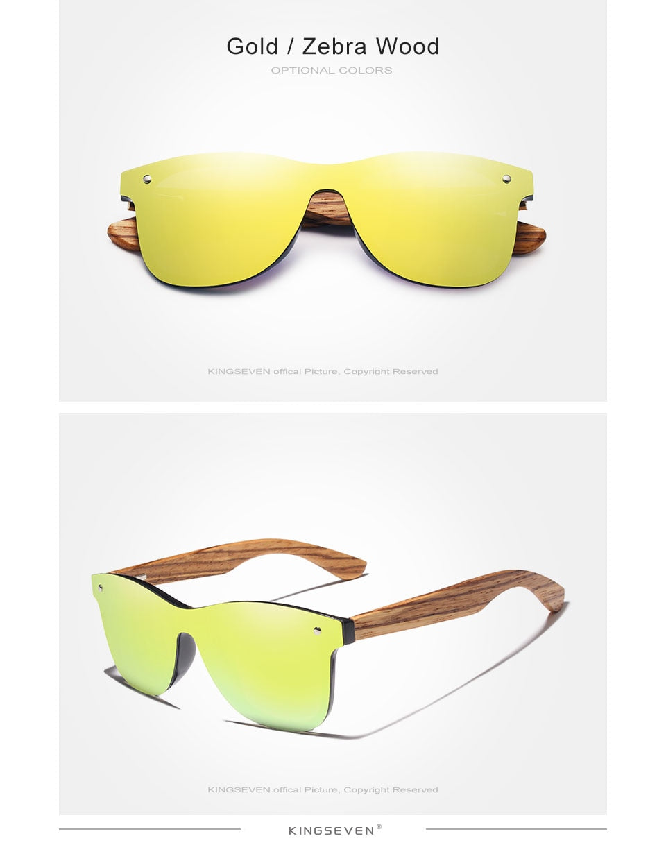 KINGSEVEN Polarized Square Wooden Frame Sunglasses-BOLD InStyle