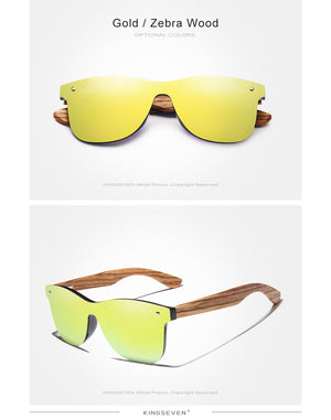 KINGSEVEN Polarized Square Wooden Frame Sunglasses-BOLD InStyle