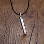 Tungsten Carbide Pillar Pendant with Black Rubber Cord Chain Necklace-BOLD InStyle