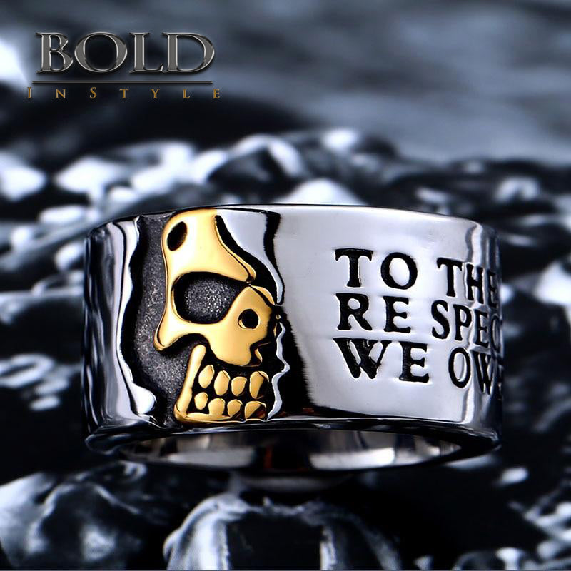 ONLY THE TRUTH Half Skull Stainless Steel Ring-BOLD InStyle