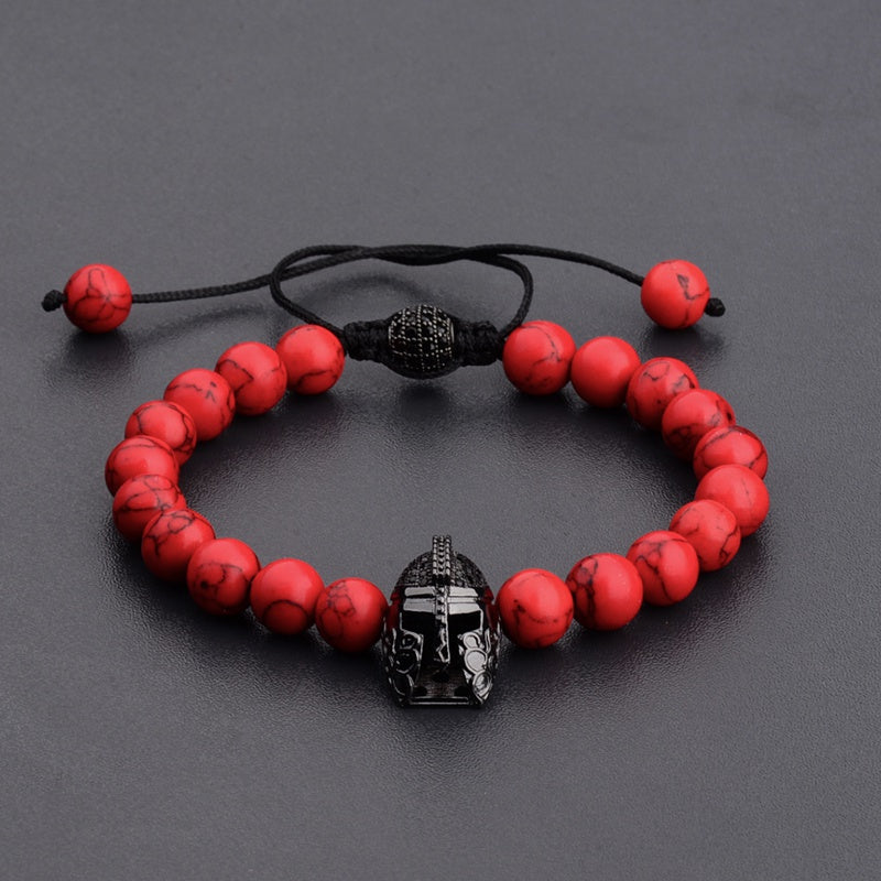 Red Natural Stone Beads Lace Warrior Bracelets-BOLD InStyle