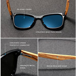 KINGSEVEN Polarized Square Wooden Frame Sunglasses-BOLD InStyle