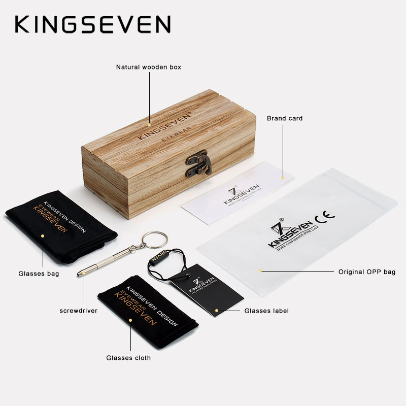 KINGSEVEN Polarized Square Wooden Frame Sunglasses-BOLD InStyle