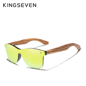 KINGSEVEN Polarized Square Wooden Frame Sunglasses-BOLD InStyle