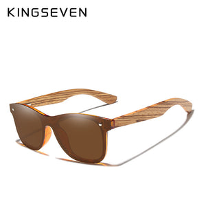 KINGSEVEN Polarized Square Wooden Frame Sunglasses-BOLD InStyle