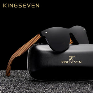 KINGSEVEN Polarized Square Wooden Frame Sunglasses-BOLD InStyle